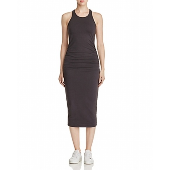 Michael Stars Dresses & Skirts - Michael Stars ruched racerback midi dress gray